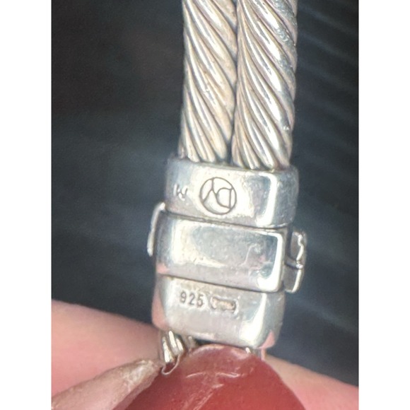 Rare David Yurman 925 Blue Topaz & Diamond Cable Gemstone Albion Bangle Bracelet - Picture 5 of 16